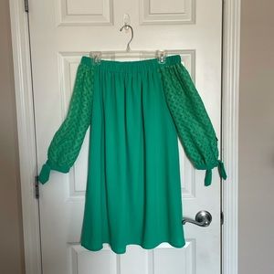 Turquoise off the shoulder dress